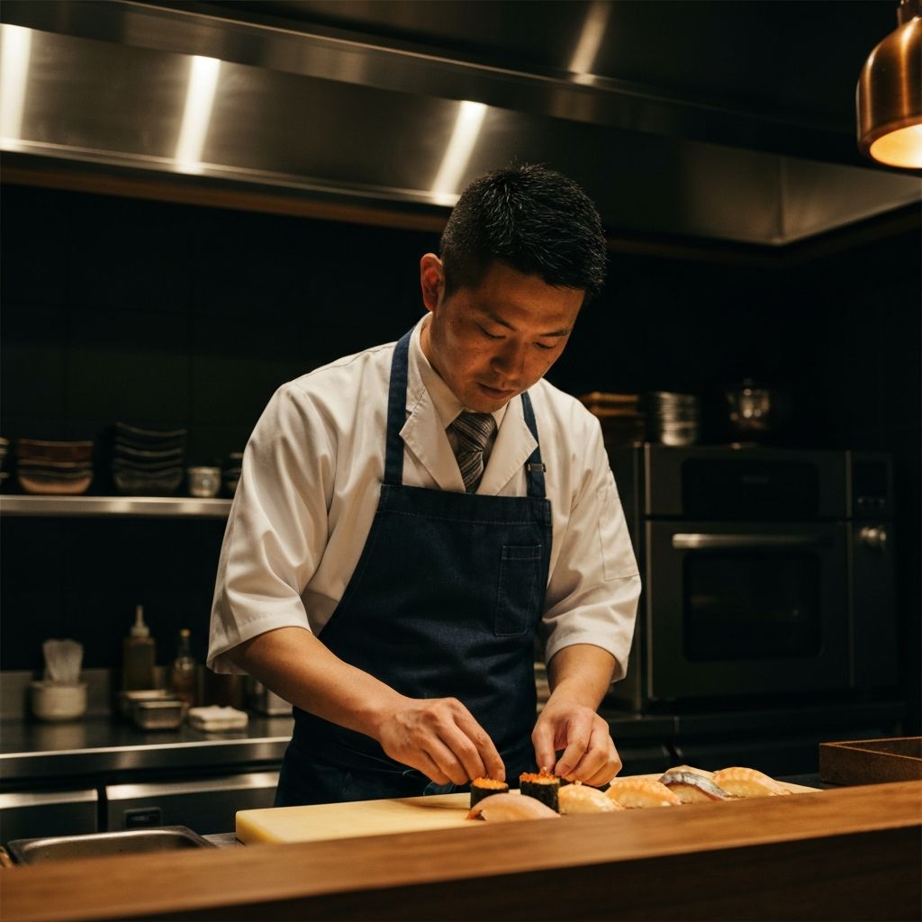 Шеф-повар готовит суши
